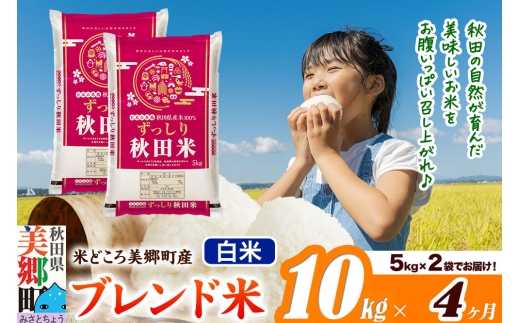 米《定期便4ヶ月》ブレンド米【白米】精米 10kg（5kg×2袋）秋田県美郷町産 [5kg袋 お米 こめ ご飯 ごはん 米どころ 秋田県産 美郷町]