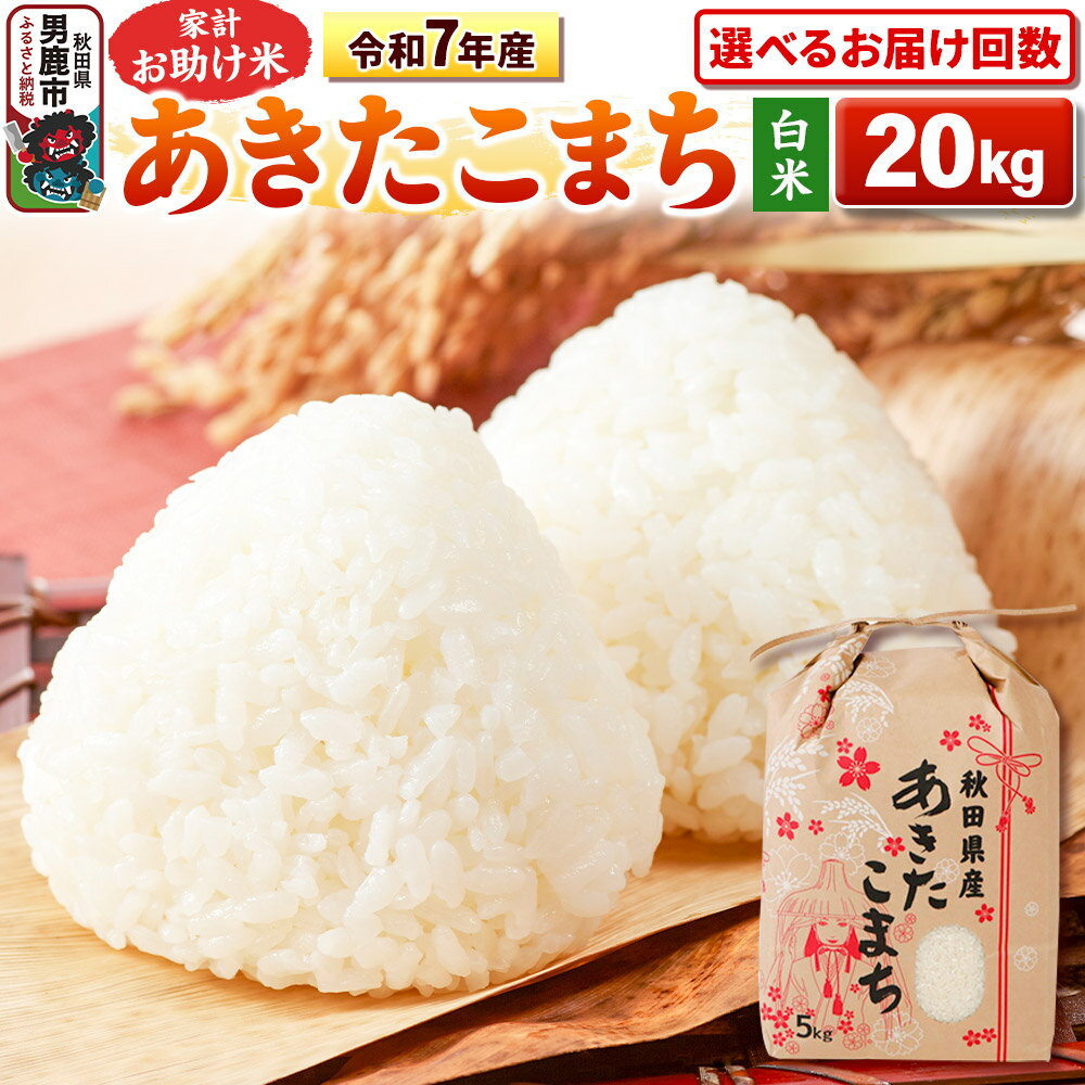 【ふるさと納税】《令和7年産》【白米】家計お助け米 あきたこまち 20kg（5kg×4袋） 秋田県 男鹿市 こまちライン【選べるお届け回数】