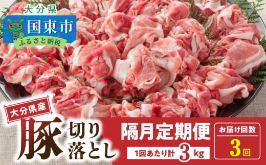 隔月でお届け！ 大分県産豚大容量切り落とし定期便 3kg×3回_2554R-1