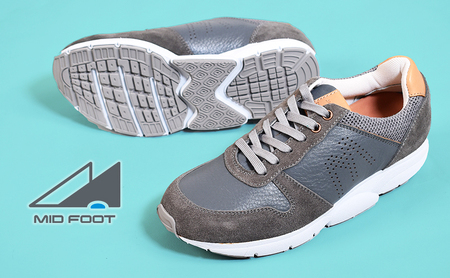 MIDFOOT ( ミッドフッド ) 婦人靴 レザースニーカー MF001JL ( グレー ) 4E ファッション シューズ レディース お洒落 レザーシューズ エコレザー 快適 履き心地  BN003 24.0cm