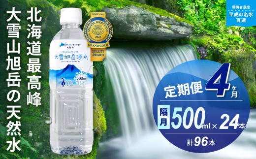【4ヵ月定期便】≪隔月発送≫大雪旭岳源水（500ml×24本）