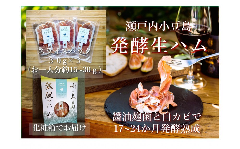
                  小豆島放牧豚の生ハム (小豆島発酵紅腿)スライスパック30g×3
                