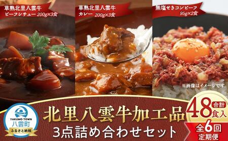 【6回定期便】北里八雲牛 加工品3点詰め合わせセット | 定期便　定期便　定期便　定期便　定期便　
