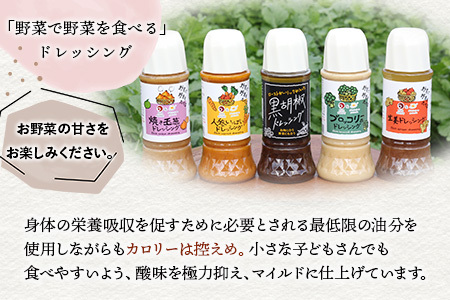 野菜で野菜を食べる ドレッシング 5本 Jセット ＜ニンジン/ブロッコリー/生姜2本/黒胡椒＞ サラダ や 肉料理 にも 詰め合わせ 熊本県 多良木町 調味料 024-0680