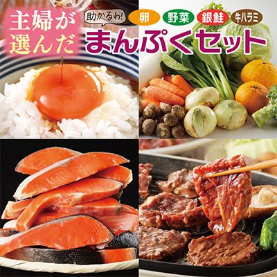 ふるさと納税 泉佐野市 主婦が選んだ まんぷく セット(牛ハラミ 銀鮭 たまご 野菜)【複数個口で配送】