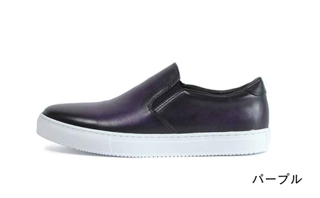 千手染レザースニーカー MO-1902 (カラー：パープル、サイズ：25.0cm)