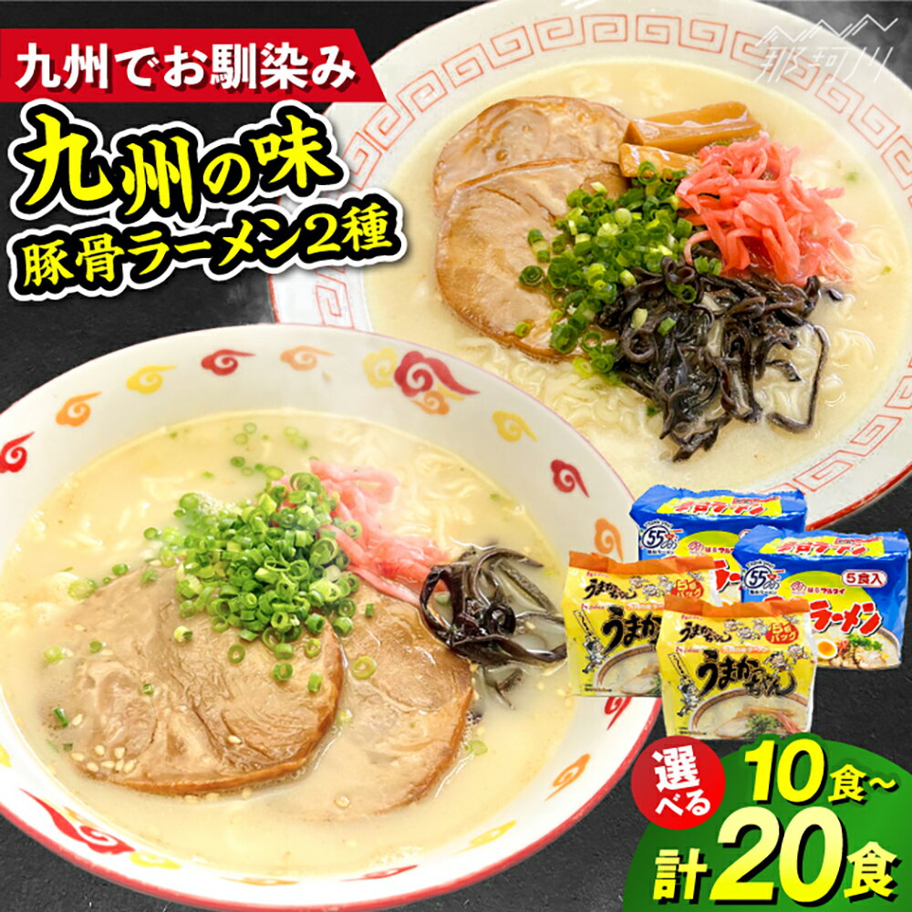 【ふるさと納税】【選べる容量】 九州の味豚骨ラーメン2種（合計10食or20食）（うまかっちゃん・屋台ラーメン）那珂川市 |[GDW054] 9000 9000円 9千円