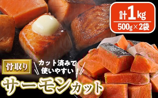 
            骨取り サーモン カット(計1kg・500g×2袋) 皮付き 鮭 ダイスカット 小分け 骨とり 骨なし 骨取り済 カット済 簡単 魚 冷凍 お弁当 おかず 【AW-74】【丸正水産】
          