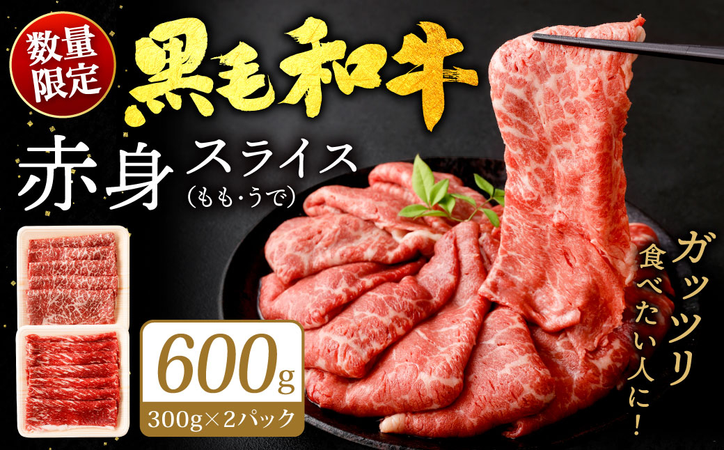 
復刻！九州産 黒毛和牛 赤身スライス (もも・うで) 600g (300g×2パック) お肉 牛肉 国産牛 和牛 冷凍 小分け
