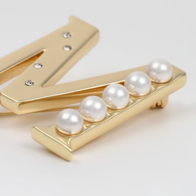 【RoseYumiRose】イニシャルパールブローチペンダント『M』