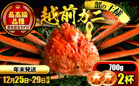 【先行予約/12月25日より順次発送】【年末希望】 越前がに 700ｇ×2ハイ ズワイガニ ずわいがに ボイル 冷蔵 小浜市 / まるほ商店 【配送不可地域：北海道・沖縄・離島】[BFCS037]