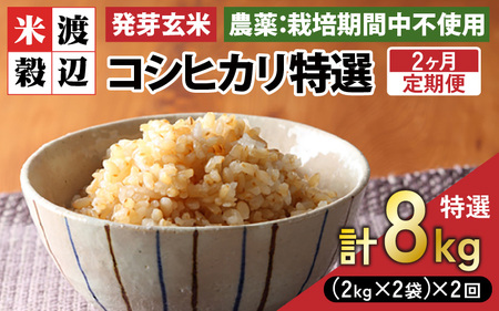 【期間限定】【2ヶ月連続お届け】【令和7年産】発芽玄米 コシヒカリ「特選」特別栽培米使用 4kg×2回（計8kg）【米 こしひかり 玄米 ギャバ GABA 特別栽培 食物繊維 栄養 真空パック ごはん ご飯 おいしい ふるさと納税米】 [E-2925]