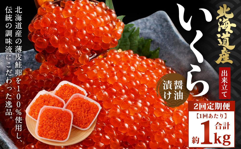 【2回定期便】北海道産 出来立て いくら醤油漬け 約250g×4パック(合計 約1kg) いくら イクラ