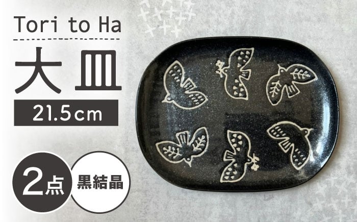 
                  【瀬戸焼】 Tori to Ha 大皿 プレート 2枚 (黒結晶) 【カネ三商店】 / 食器 皿 プレート ギフト / 瀬戸市 [BBDD056]
                