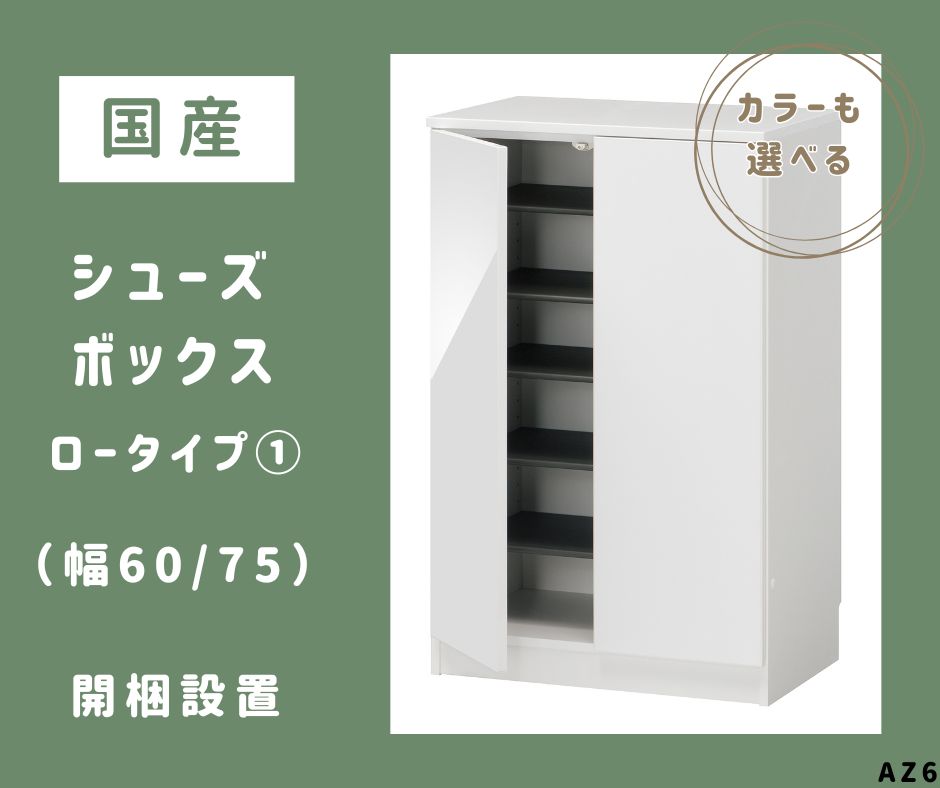 【ふるさと納税】AZ6　国産 シューズボックス（ロータイプ・1）※開梱設置　【 シューズ ボックス 靴箱 サイズオーダー セミオーダー 日本製 家具 収納 収納家具 現地組立て 】