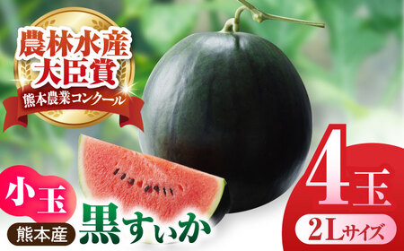 熊本スイカ先行予約 黒小玉すいか4玉2Lサイズ西瓜スイカZCM010