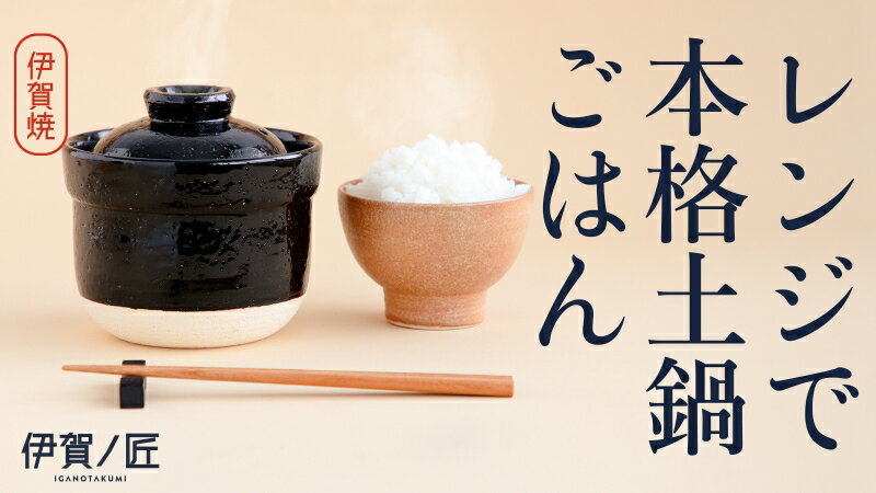 【ふるさと納税】 伊賀焼 レンジ炊飯土鍋 伊賀ノ匠 IG11／レンジ炊き土鍋　0.5合から1合までの少量炊き！熱をムラなく伝える！一つ一つが職人の手作り！いつもの食卓に寄り添う温かみのあるデザイン！送料無料【pmdt001】