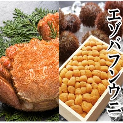 ふるさと納税 根室市 エゾバフンウニバラ詰め150g×1折、毛ガニ2尾 E-40024