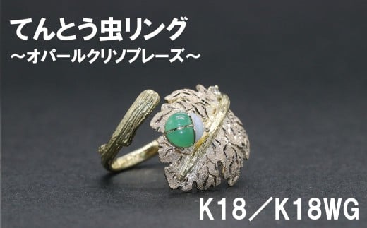 てんとう虫リング  オパールクリソプリーズ（K18／K18WG）【号数：７号～１６号】