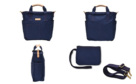 ボックス型2WAYトート　ネイビー　【12203-0388-3】