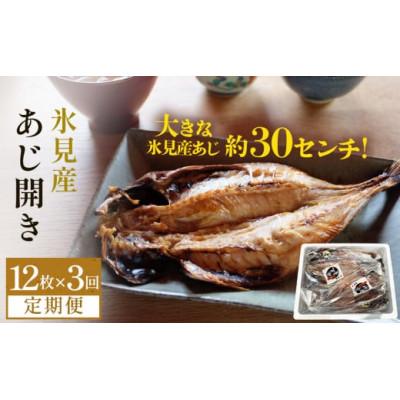 ふるさと納税 氷見市 【2ヵ月毎定期便】【訳あり】あじの干物(約30cm)12枚全3回