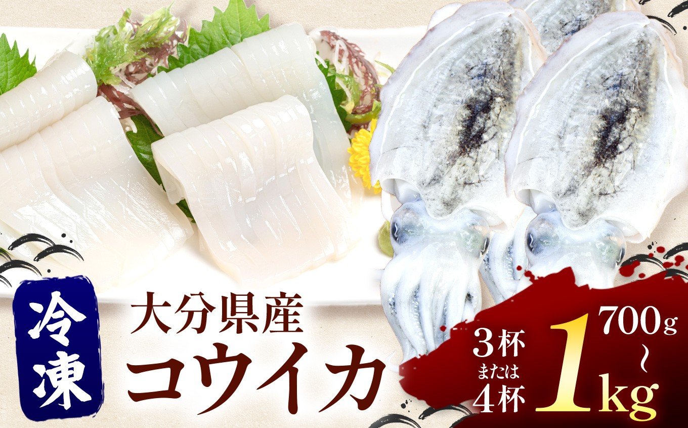 
            冷凍 コウイカ 700g~1kg ( 3～4杯 ) | いか イカ 冷凍コウイカ 刺身用 煮物用 炒め物 ぷりぷり食感 海鮮 海産物 九州産 大分県 中津市 国産
          