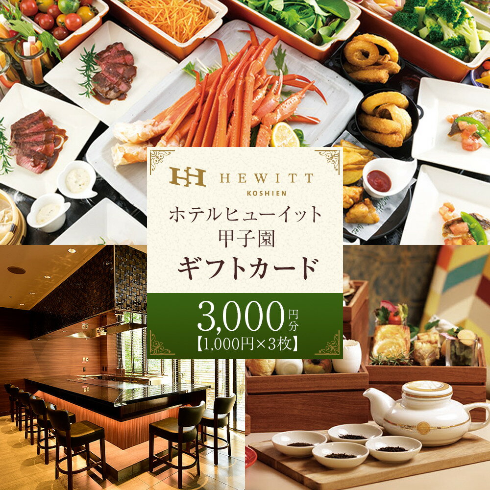 【ふるさと納税】ホテルヒューイット甲子園 　ギフトカード1,000円券×3枚 | 西宮 有名ホテル ギフトカード 宿泊補助券 人気 おすすめ チケット プレゼント 記念日 お祝い お取り寄せ 通販 送料無料 ふるさと納税