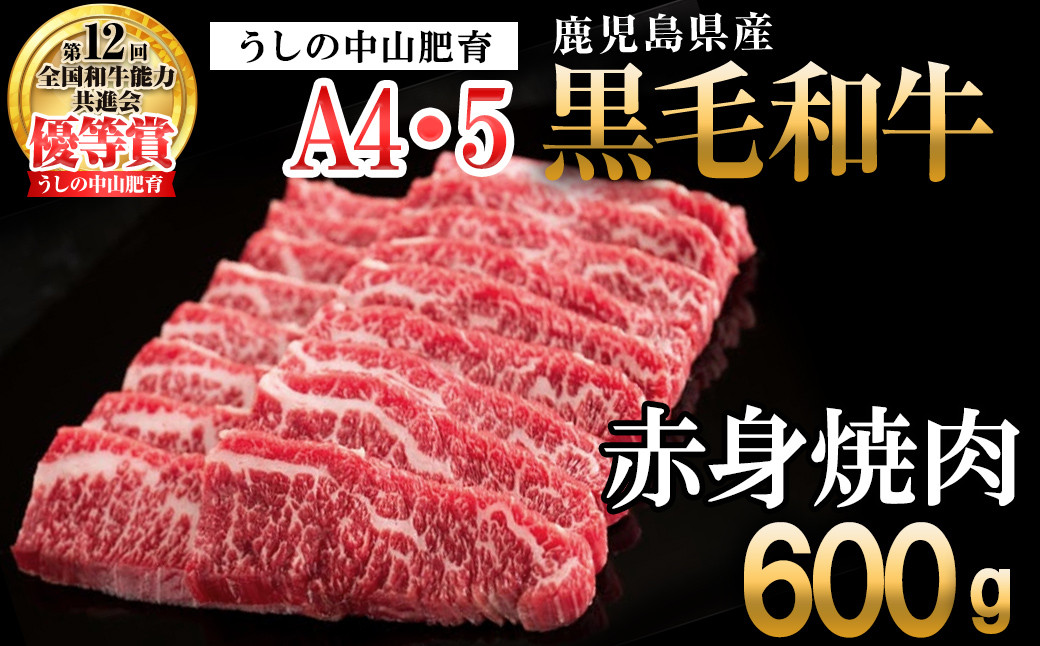 
【数量限定】鹿児島県産 A4・A5等級うしの中山黒毛和牛赤身焼肉用600g a5-263
