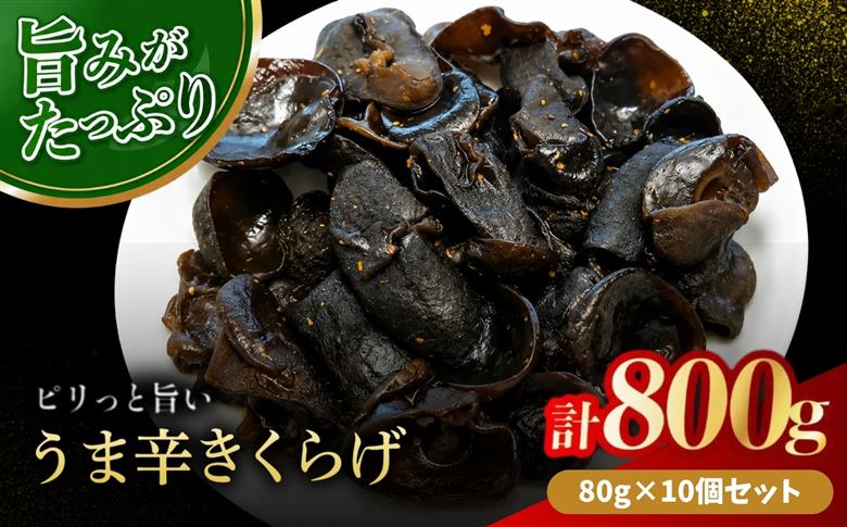 うま辛きくらげ 80g × 10個 セット | うま辛 うま辛きくらげ きくらげ キクラゲ 木耳 唐辛子 懐かしい味 ご飯のお供 お茶漬け 佃煮 惣菜 おかず おつまみ 国産 九州産 大分県 中津市