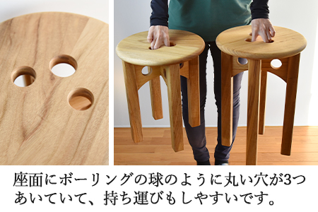 ＜木製 丸スツール 1脚＞翌月末迄に順次出荷【 椅子 イス いす インテリア チェア 手作り おしゃれ 家 木 木材 自然 家具 】