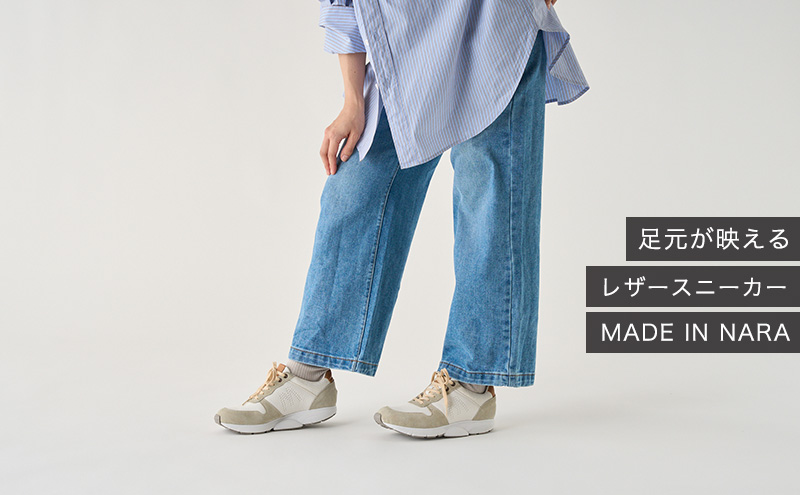 MIDFOOT ( ミッドフッド ) 婦人靴 レザースニーカー MF001JL ( ホワイト ) 4E ファッション シューズ レディース お洒落 レザーシューズ エコレザー 快適 履き心地  BN003 24.0cm