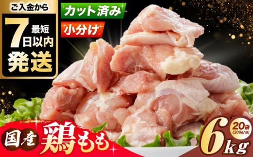 【スピード発送】【選べる発送月】 国産若鳥　鶏もも肉 6kg (300g×20パック) 冷凍 小分け モモ肉 鶏肉 大容量 大阪府高槻市/株式会社西日本児湯フーズ [AOCA004]