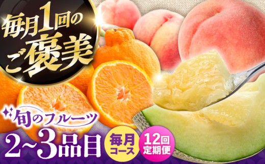 【12回定期便】フルーツ定期便 旬の果物をお任せで2～3品目お届け（2～3品目×12回）季節の果物 詰め合わせ 果物 セット / 定期便 フルーツ 果物 春フルーツ 夏フルーツ 秋フルーツ 冬フルーツ /  南島原市 / 吉岡青果 [SCZ014]