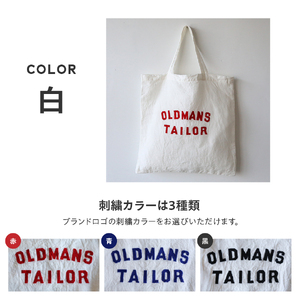 トートバッグ 【OLDMAN'S TAILOR】LOGO EMBROIDERY LINEN TOTE BAG　白 リネン