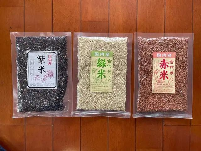 国内産 古代米3種セット(紫米160ｇ×2袋 緑米180ｇ×1袋 赤米180ｇ×1袋)|雑穀米