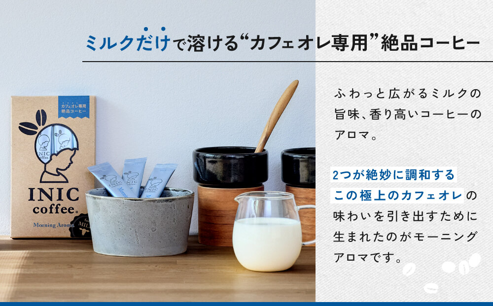 カフェオレ スティック INIC coffee モーニングアロマ30本 粉末 スティックコーヒー 極上 本格的 持ち運び オフィス 個包装 砂糖不使用 イニック インスタント