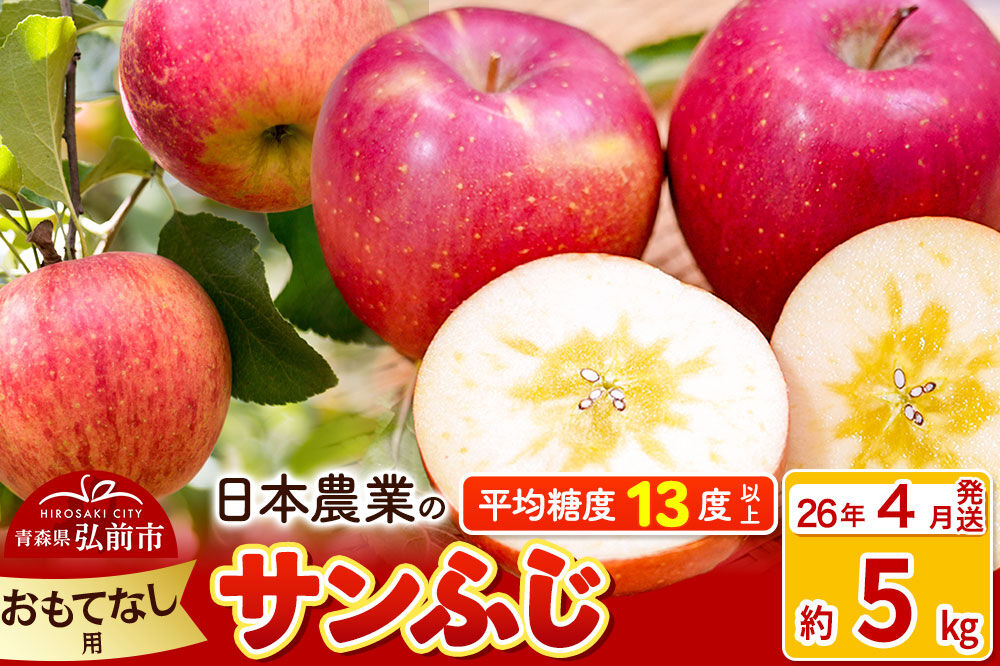 【26年4月発送】りんご 平均糖度13度以上！ サンふじ 約5kg おもてなし用 CA貯蔵 クール便 青森 果物 フルーツ 林檎 リンゴ くだもの