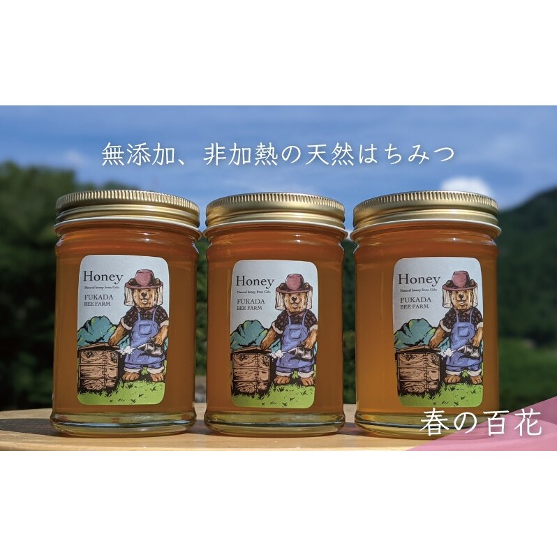 【先行予約 2025年6月20日より発送】合計690g 天然蜂蜜 国産蜂蜜 非加熱 生はちみつ 岐阜県 美濃市産 春 (蜂蜜230g入りガラス瓶3本セット)A3 深田養蜂のハチミツ_イメージ1