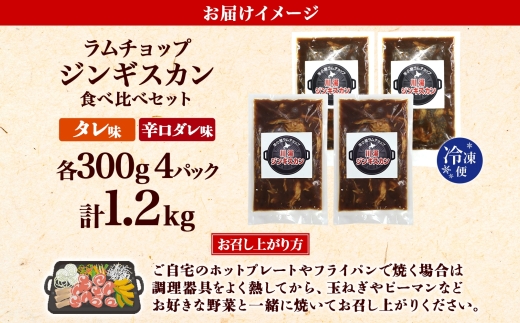 2556.ジンギスカン タレ 辛口タレ 300g 食べ比べ 2種 計4パック 羊肉 焼肉 味付け肉  BBQ バーベキュー お取り寄せ 冷凍 郷土料理 プレゼント 贈り物 gift 送料無料 北海道 