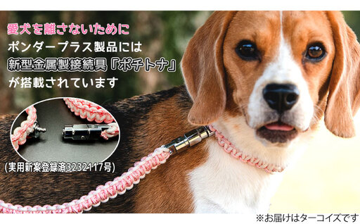No.460-03 犬の首輪＆リードセット さんぽ用 ポンダープラス ターコイズ L ／ ペット用品 犬用品 ペットグッズ 散歩グッズ ワンタッチ 着脱簡単 ロック付き 高耐久 おしゃれ 丈夫 カラフ