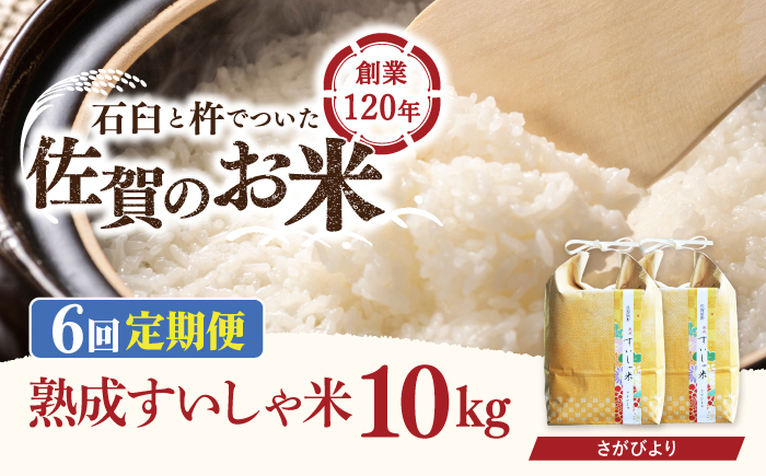 
            【6回定期便】 令和6年産 熟成すいしゃ米 佐賀県産 さがびより 10kg 【一粒】[NAO043] さがびより 特A 米 お米 白米 精米 プレゼント 贈物 佐賀県産 熟成水車米
          