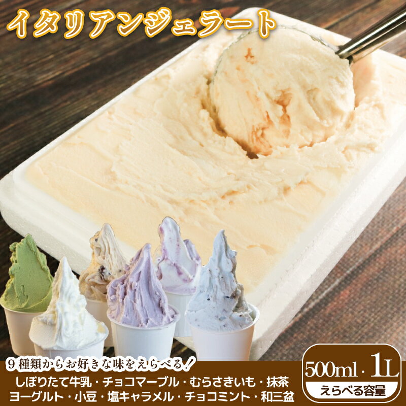 【ふるさと納税】 ジェラート イタリアンジェラート 選べる 500ml 1000ml しぼりたて牛乳 チョコマーブル むらさきいも 抹茶 ヨーグルト あずき 塩キャラメル チョコミント 和三盆 アイスクリーム シャーベット 牛乳 徳島県 阿波市 イタリアンジェラートドルチェ