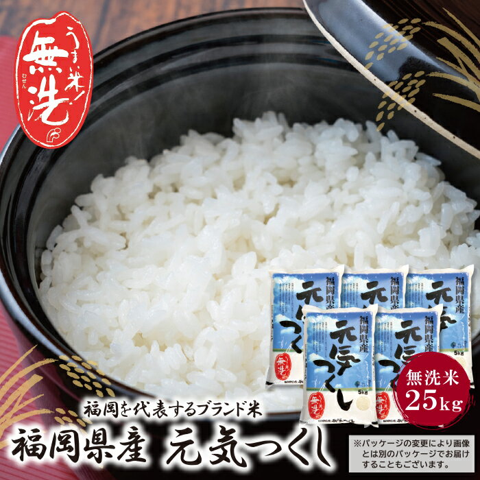 【ふるさと納税】 福岡の人気銘柄!!無洗米 福岡県産・元気つくし25kg お米 白米 送料無料 U17-24-01