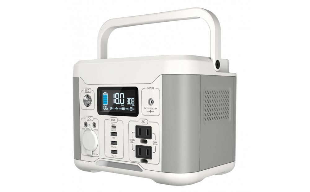 ポータブル電源300W／288Wh／80000mAh（3.6V換算）大容量リチウムイオンバッテリー　ホワイトとグレーのツートンカラー 141305_GD003VC02