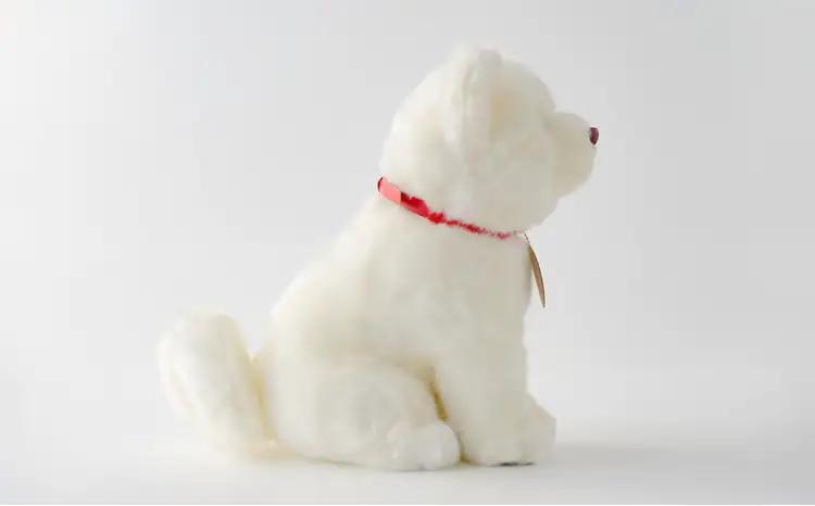 165P7305 秋田犬白毛(鼻ピンク)ぬいぐるみ　座りＬサイズ【秋田犬保存会】