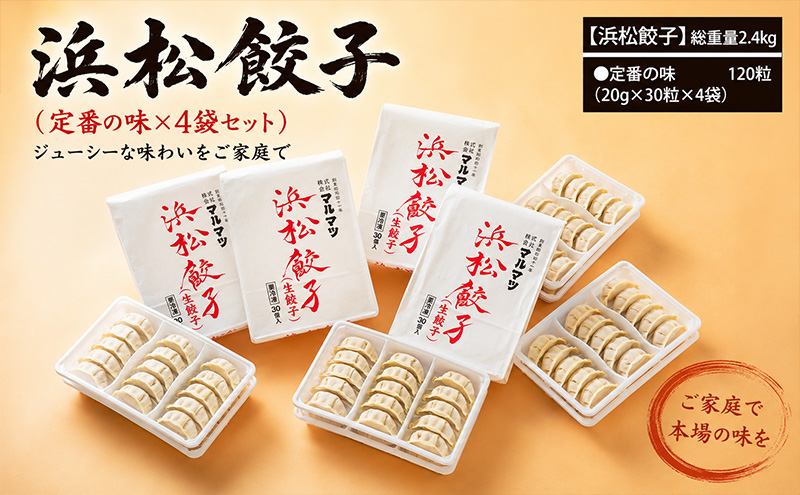 浜松餃子　120粒（定番の味　30粒×4袋）　総重量2.4kg！ 