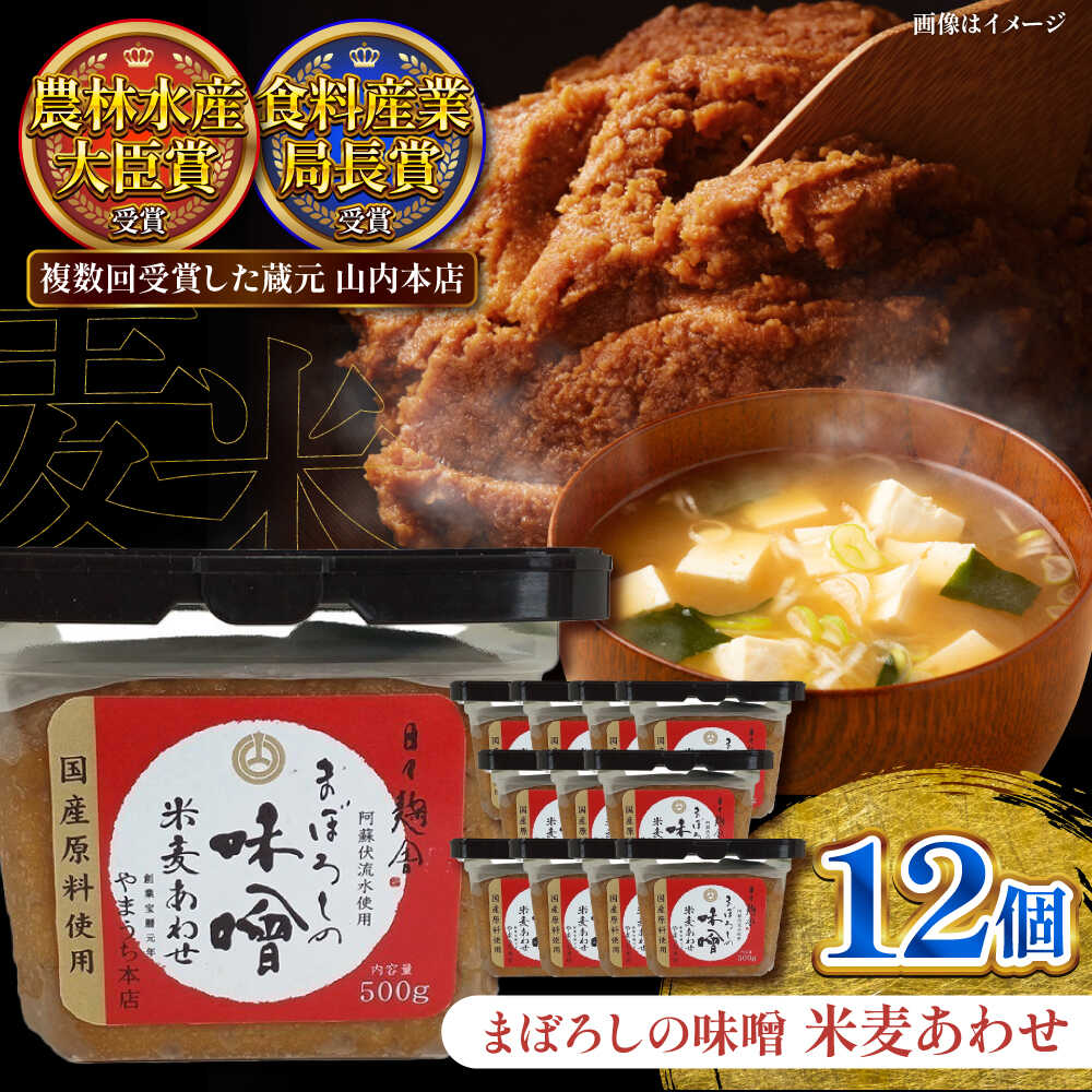 【ふるさと納税】まぼろしの味噌 米麦あわせ 500g×12個セット / 味噌 みそ 菊陽町 発酵 食品 みそしる 国産 味噌汁 こめ むぎ みそ汁 あわせみそ 大豆 熊本県 調理 料理 おかず 国産味噌 おいしい ブレンド味噌 【株式会社山内本店】[BHAE024]