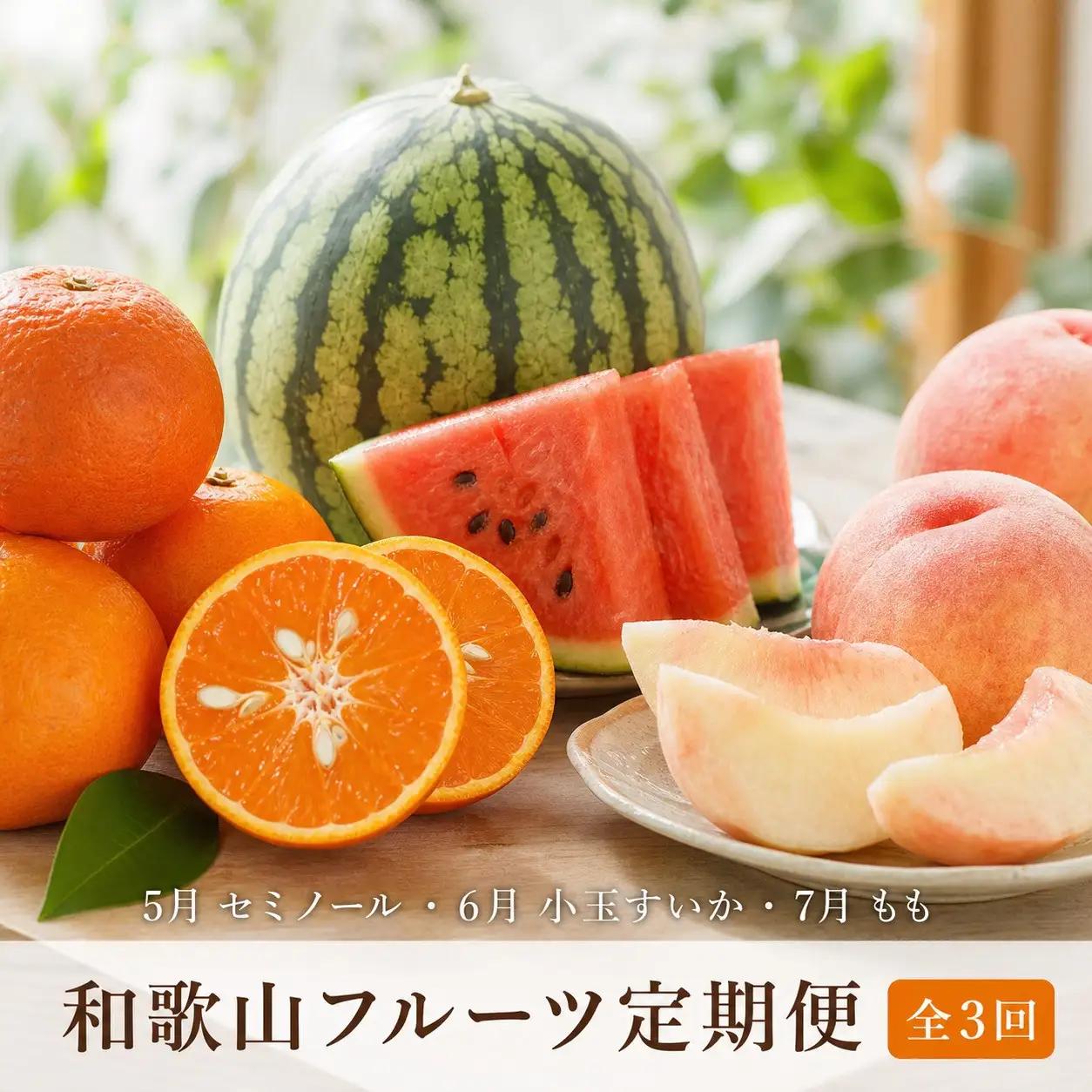 ［全3回 定期便］紀州和歌山産旬のフルーツセット（セミノール・スイカ・桃）［UT151］