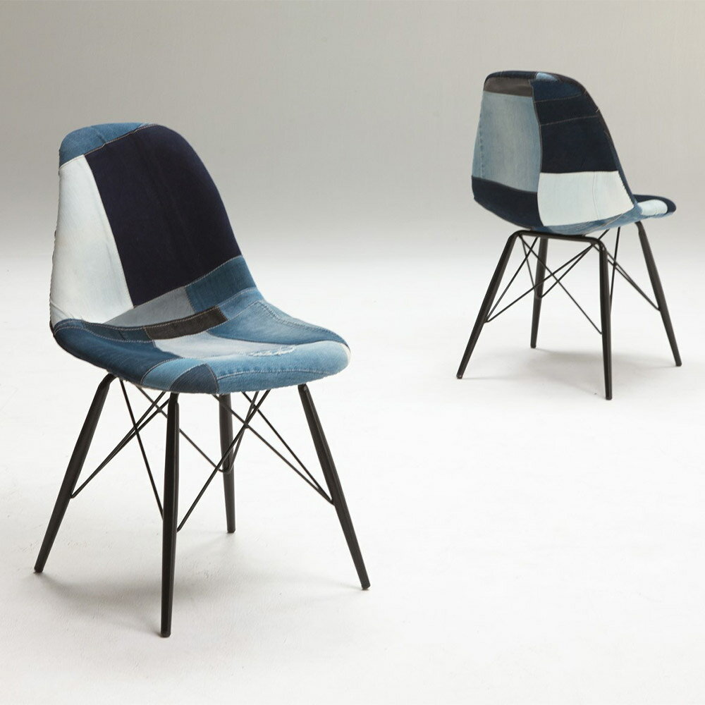 【ふるさと納税】イブジーンズ チェア 1個 ダイニングチェア デニム生地 デニムパッチワークデザイン オシャレ いす イス 椅子 家具 インテリア 福岡県 筑後市 送料無料