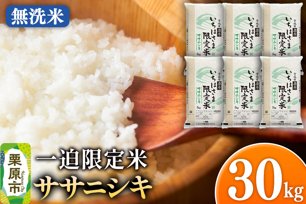 【無洗米】令和7年産 一迫限定米  ササニシキ 30kg（5kg×6袋）